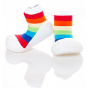 Attipas Rainbow-Weiß- ergonomische Baby Lauflernschuhe, atmungsaktive Kinder Hausschuhe ABS Socken Babyschuhe Antirutsch  