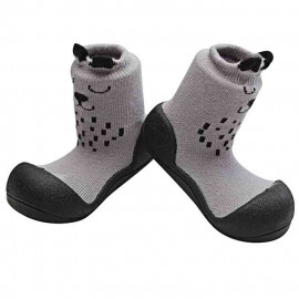 Attipas Cutie-Grau- ergonomische Baby Lauflernschuhe, atmungsaktive Kinder Hausschuhe ABS Socken Babyschuhe Antirutsch  