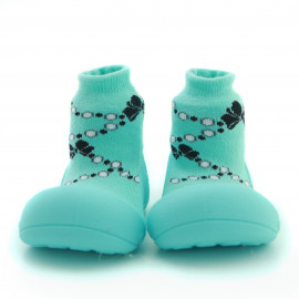 Attipas French Pearl-Grün-  ergonomische Baby Lauflernschuhe, atmungsaktive Kinder Hausschuhe ABS Socken Babyschuhe Antirutsch 