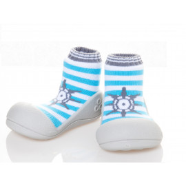 Attipas Marine-Grün-  ergonomische Baby Lauflernschuhe, atmungsaktive Kinder Hausschuhe ABS Socken Babyschuhe Antirutsch 