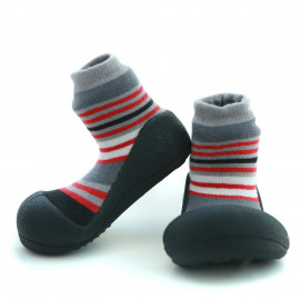 Attipas Modern-Schwarz-  ergonomische Baby Lauflernschuhe, atmungsaktive Kinder Hausschuhe ABS Socken Babyschuhe Antirutsch  