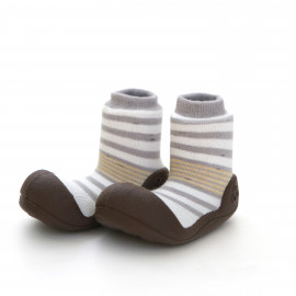 Attipas Natural Herb-Brown-  ergonomische Baby Lauflernschuhe, atmungsaktive Kinder Hausschuhe ABS Socken Babyschuhe Antirutsch 
