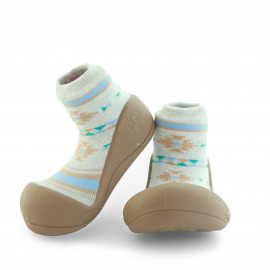 Attipas Nordic-Braun-  ergonomische Baby Lauflernschuhe, atmungsaktive Kinder Hausschuhe ABS Socken Babyschuhe Antirutsch  