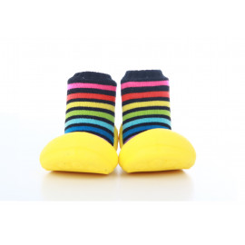 Attipas Rainbow-Gelb - ergonomische Baby Lauflernschuhe, atmungsaktive Kinder Hausschuhe ABS Socken Babyschuhe Antirutsch  