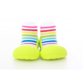 Attipas Rainbow-Grün-  ergonomische Baby Lauflernschuhe, atmungsaktive Kinder Hausschuhe ABS Socken Babyschuhe Antirutsch 