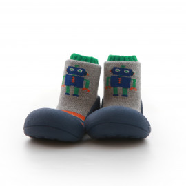 Attipas Robot Blau-  ergonomische Baby Lauflernschuhe, atmungsaktive Kinder Hausschuhe ABS Socken Babyschuhe Antirutsch 