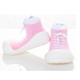 Attipas Sneakers-Rosa - ergonomische Baby Lauflernschuhe, atmungsaktive Kinder Hausschuhe ABS Socken Babyschuhe Antirutsch  