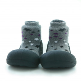Attipas Twinkle-Schwarz-  ergonomische Baby Lauflernschuhe, atmungsaktive Kinder Hausschuhe ABS Socken Babyschuhe Antirutsch  