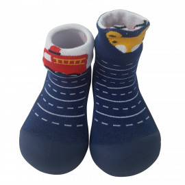 Attipas Two style navy -  ergonomische Baby Lauflernschuhe, atmungsaktive Kinder Hausschuhe ABS Socken Babyschuhe Antirutsch 