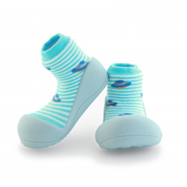 Attipas Ufo-Blau-  ergonomische Baby Lauflernschuhe, atmungsaktive Kinder Hausschuhe ABS Socken Babyschuhe Antirutsch  