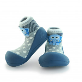 Attipas Zoo-Blau-  ergonomische Baby Lauflernschuhe, atmungsaktive Kinder Hausschuhe ABS Socken Babyschuhe Antirutsch  