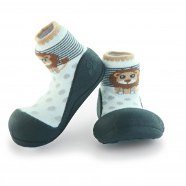 Attipas Zoo-Schwarz-  ergonomische Baby Lauflernschuhe, atmungsaktive Kinder Hausschuhe ABS Socken Babyschuhe Antirutsch  