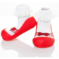Attipas Ballet-Red-  ergonomische Baby Lauflernschuhe, atmungsaktive Kinder Hausschuhe ABS Socken Babyschuhe Antirutsch 22.5