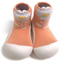 Attipas Flower Peach-  ergonomische Baby Lauflernschuhe, atmungsaktive Kinder Hausschuhe ABS Socken Babyschuhe Antirutsch 