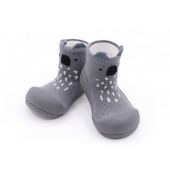 Attipas Engagement Koala grey -  ergonomische Baby Lauflernschuhe, atmungsaktive Kinder Hausschuhe ABS Socken Babyschuhe Antirutsch 