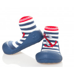 Attipas Marine-Red-  ergonomische Baby Lauflernschuhe, atmungsaktive Kinder Hausschuhe ABS Socken Babyschuhe Antirutsch 25.5