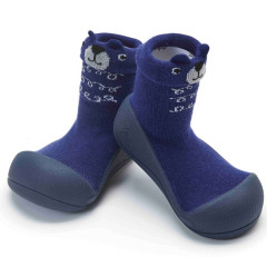 Attipas Bear Navy-  ergonomische Baby Lauflernschuhe, atmungsaktive Kinder Hausschuhe ABS Socken Babyschuhe Antirutsch 