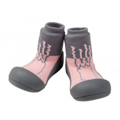 Attipas Paw pink -  ergonomische Baby Lauflernschuhe, atmungsaktive Kinder Hausschuhe ABS Socken Babyschuhe Antirutsch 