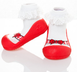 Attipas Ballet-Red-  ergonomische Baby Lauflernschuhe, atmungsaktive Kinder Hausschuhe ABS Socken Babyschuhe Antirutsch 22.5