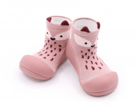 Attipas Engagement Fox -Pink-  ergonomische Baby Lauflernschuhe, atmungsaktive Kinder Hausschuhe ABS Socken Babyschuhe Antirutsch 