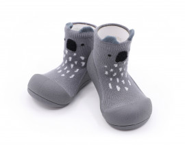 Attipas Engagement Koala grey -  ergonomische Baby Lauflernschuhe, atmungsaktive Kinder Hausschuhe ABS Socken Babyschuhe Antirutsch 