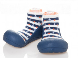 Attipas Marine Blau-  ergonomische Baby Lauflernschuhe, atmungsaktive Kinder Hausschuhe ABS Socken Babyschuhe Antirutsch 
