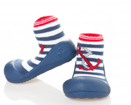 Attipas Marine-Red-  ergonomische Baby Lauflernschuhe, atmungsaktive Kinder Hausschuhe ABS Socken Babyschuhe Antirutsch 25.5