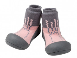 Attipas Paw pink -  ergonomische Baby Lauflernschuhe, atmungsaktive Kinder Hausschuhe ABS Socken Babyschuhe Antirutsch 