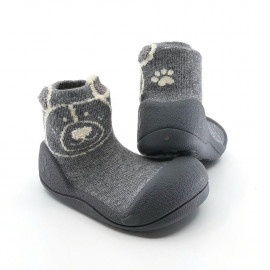 Teddy grey  ergonomische Baby Lauflernschuhe, atmungsaktive Kinder Hausschuhe ABS Socken Babyschuhe Antirutsch 